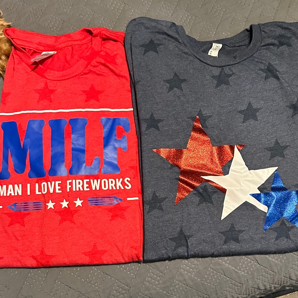 Red and Blue Graphic T-Shirts